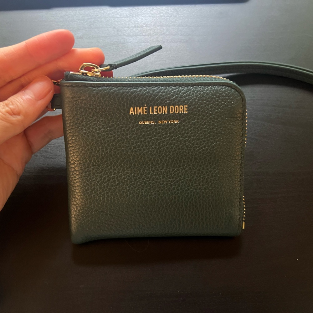 Aime Leon Dore Green Leather Zip Wallet